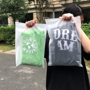 Low MOQ 100Pcs, Custom Logo Frosted Plastic Zipper Mail Bag