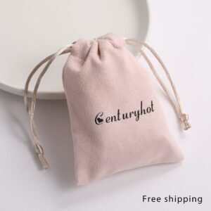 Bulk 50Pcs Custom Logo Pink Drawstring Jewelry Packaging Bag