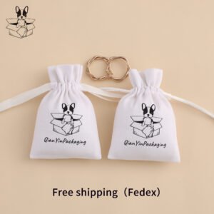 Custom Logo Low MOQ 50Pcs White twill cotton drawstring dust pouch