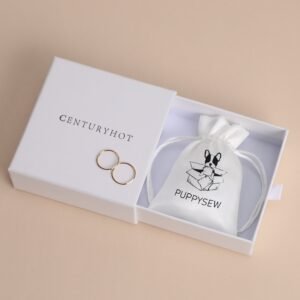 Bulk 100Pcs Custom Logo White satin drawstring jewelry pouch