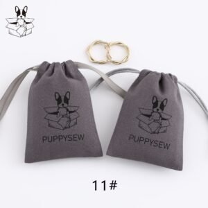 Low MOQ 50Pcs Custom Logo - Dark gray canvas ribbon dust bag