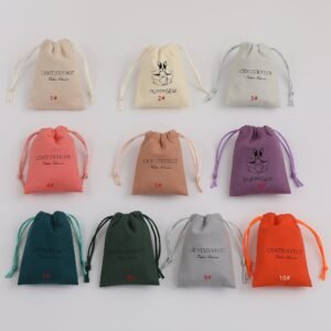 MOQ 50Pcs Custom Logo Color microfiber drawstring necklace bags