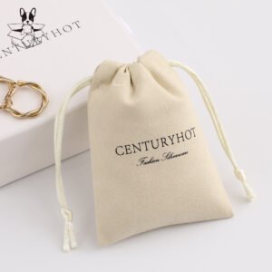 Bulk 50Pcs Custom Logo Microfiber Drawstring Bags, Necklace Packaging