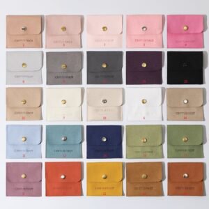 Bulk 50Pcs Custom Logo Microfiber Jewelry Bags with Buttons
