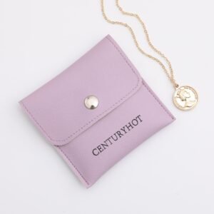 MOQ 50Pcs, Custom Logo, 8×8cm Faux Leather Snap Jewelry Bags