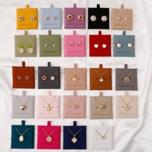 Low MOQ 50 Set Custom Logo earrings necklace pouch with insert card, button