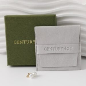 Bulk 50Pcs Custom Deboss Logo Microfiber Ring Pouch, Wedding Favor