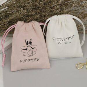 Low MOQ 50Pcs Custom Logo, Color Suede Drawstring Necklace Pouch