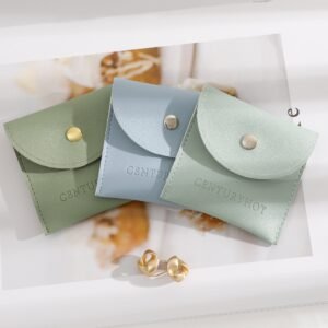 Low MOQ 50Pcs Custom Logo 8×8cm Artificial Leather PU Snap Bag Necklace Earring