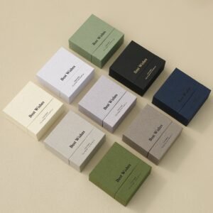 Low MOQ 50Pcs Custom Logo 9×9×3.5cm Paper Box with Sponge Split Drawer Necklace Ring Box