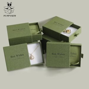 Low MOQ 50Pcs Custom Logo 9cm Paper Drawer Box, Microfiber Ring Earring Necklace Gift