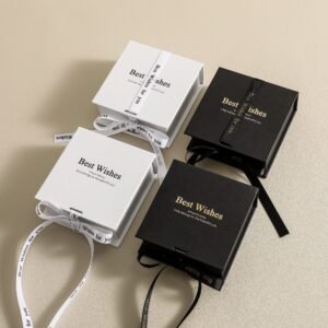 Low MOQ 50Pcs Custom Logo Flip Box Cardboard Foam Inside Necklace Earring Box