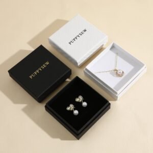 Bulk 50Pcs Custom Logo Snap Lid Foam Necklace Ring Earring Box