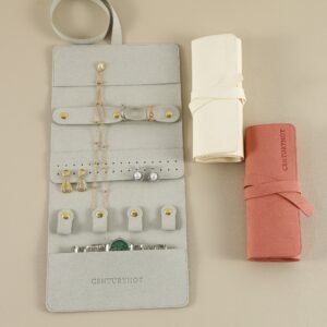 Low MOQ 10Pcs, Custom Logo 38×18cm Thickened Microfiber Roll Earring Ring Necklace Bag