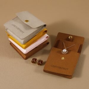 MOQ 50Pcs Custom Logo 8×8cm Microfiber Snap Bag Necklace Ring Earring