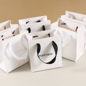 Low MOQ 50Pcs Custom Logo White Paper Gift bag, Red wine bag