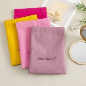 MOQ 50Pcs Custom Logo Microfiber Spring Buckle Lipstick Cosmetic Bag