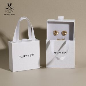 Low MOQ 50Pcs Custom Logo Paper Drawer Box with Handle, Earring Ring Box