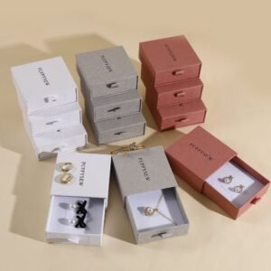 Low MOQ 50Pcs Custom Logo 9×9×3.5cm Paper Box Sponge Drawer Ring Box
