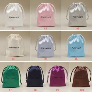 Bulk 100Pcs Custom Logo Purple satin drawstring pouch gift