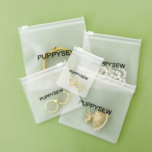 Bulk 100Pcs Custom Logo Matte Frosted Jewelry Bags, Branding Storage