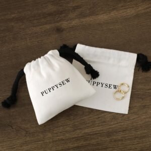 MOQ 100Pcs Custom Logo White Cotton Canvas Jewelry Pouches