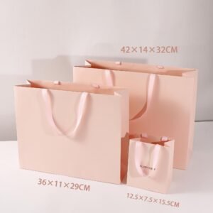 Bulk 50Pcs, Custom Logo Jewelry Bags Pearlescent pink custom size paper