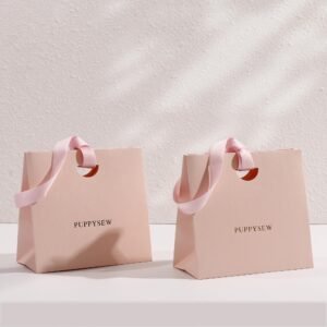 MOQ 50Pcs Custom Logo Gift Paper Bags with Ribbons, Thick